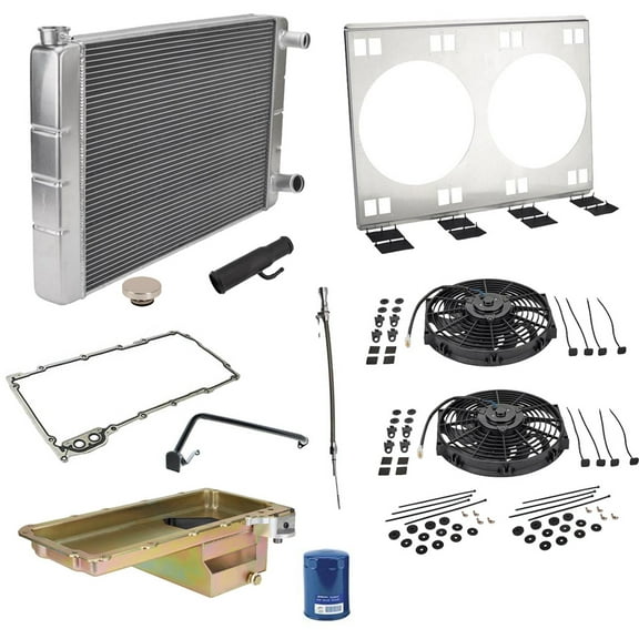 LS Swap 31 Inch Double Pass Radiator w/Dual Electric Fans/Oil Pan