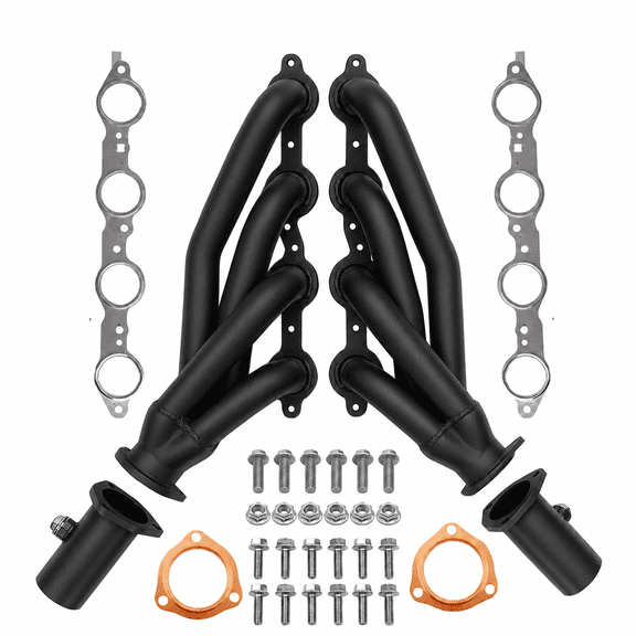 LS Swap Black Shorty Headers Block Hugger 5.3 6.0 LS1 LS3 S10 C10