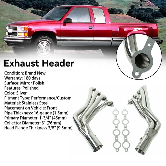 LS Swap Tube Headers 1-3/4" Fit for Chevy Pontiac Buick LS1 LS2 LS3 LS6 LS7