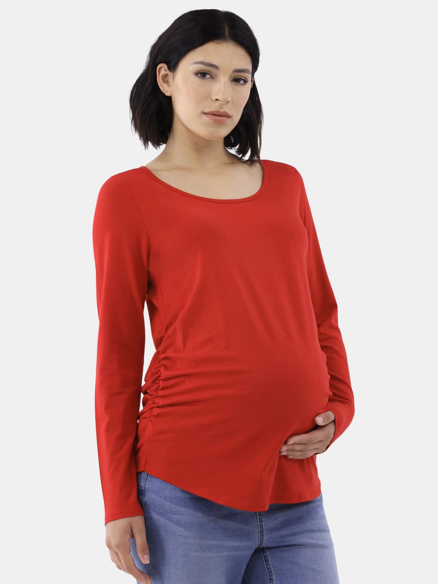 Time and Tru Women's Maternity Tee with Long Sleeves