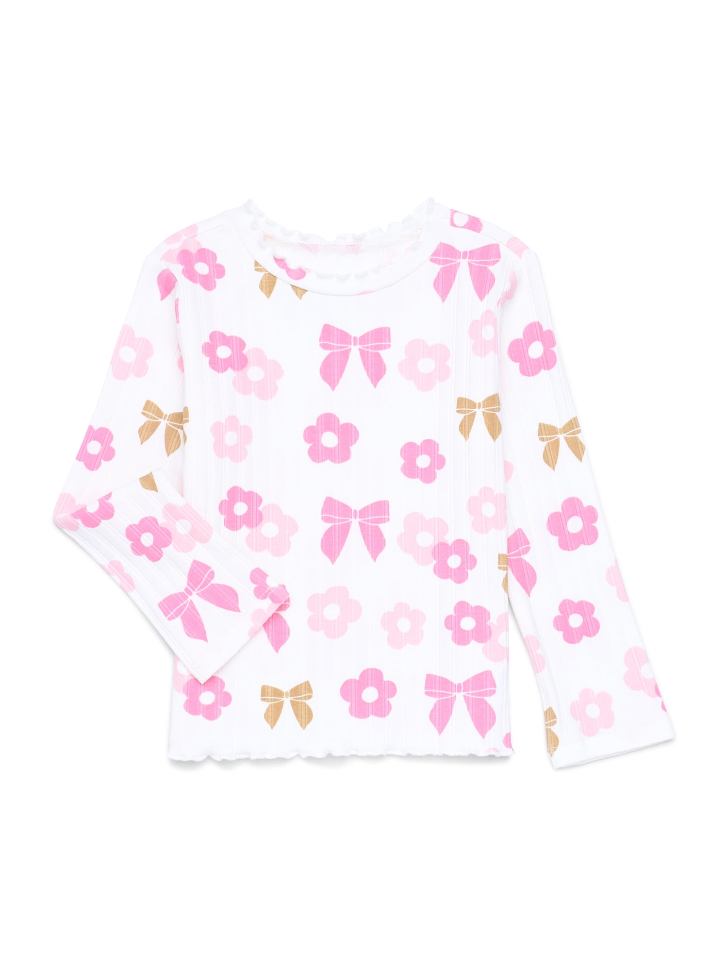 Garanimals Toddler Girl Long Sleeve Lettuce Neck Printed T-Shirt, Sizes 18M-5T - Walmart.com