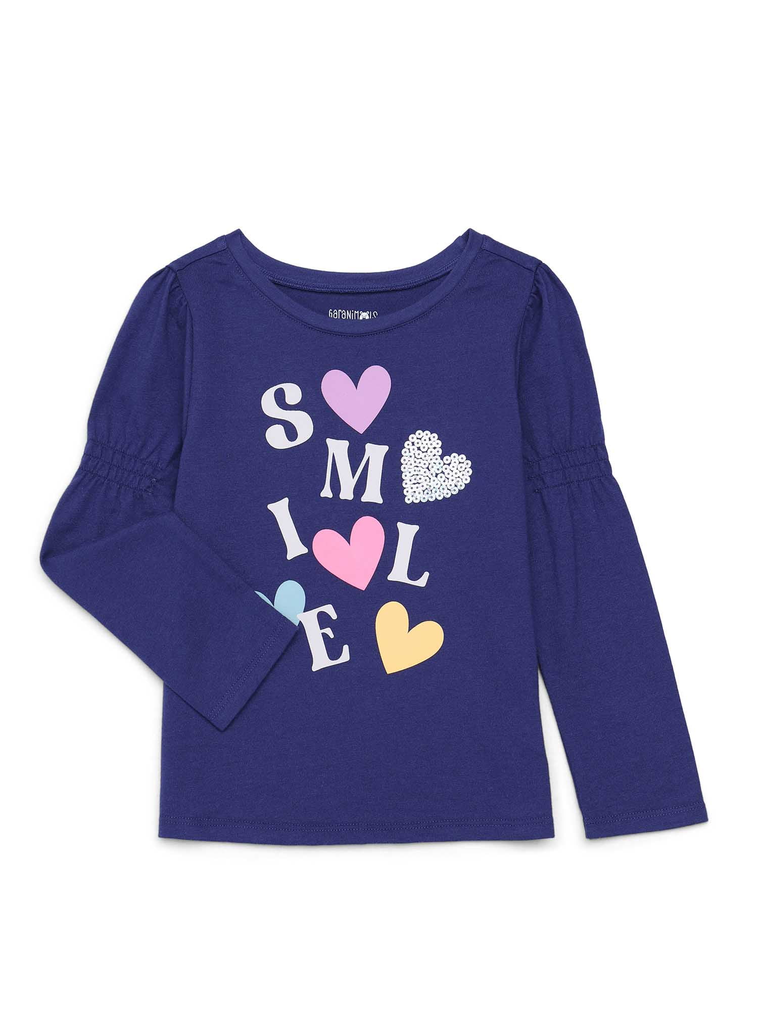Garanimals Toddler Girl Long Gathered Sleeve Graphic Top, Sizes 18M-5T
