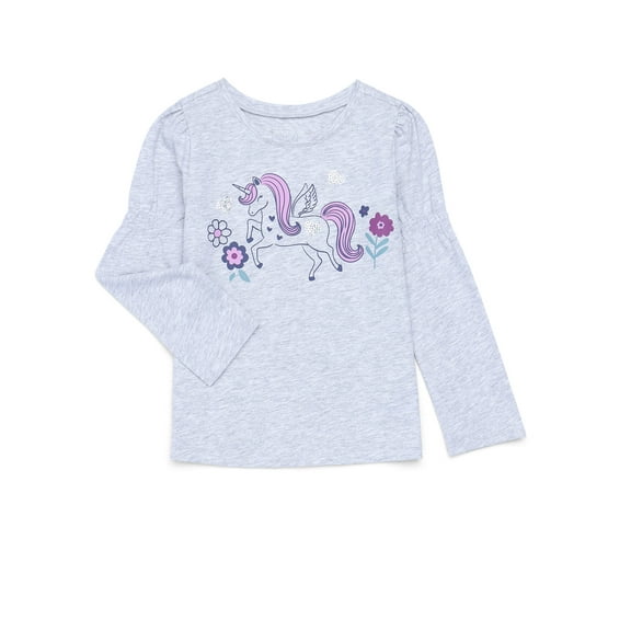 Garanimals Toddler Girl Long Gathered Sleeve Graphic Top, Sizes 18M-5T