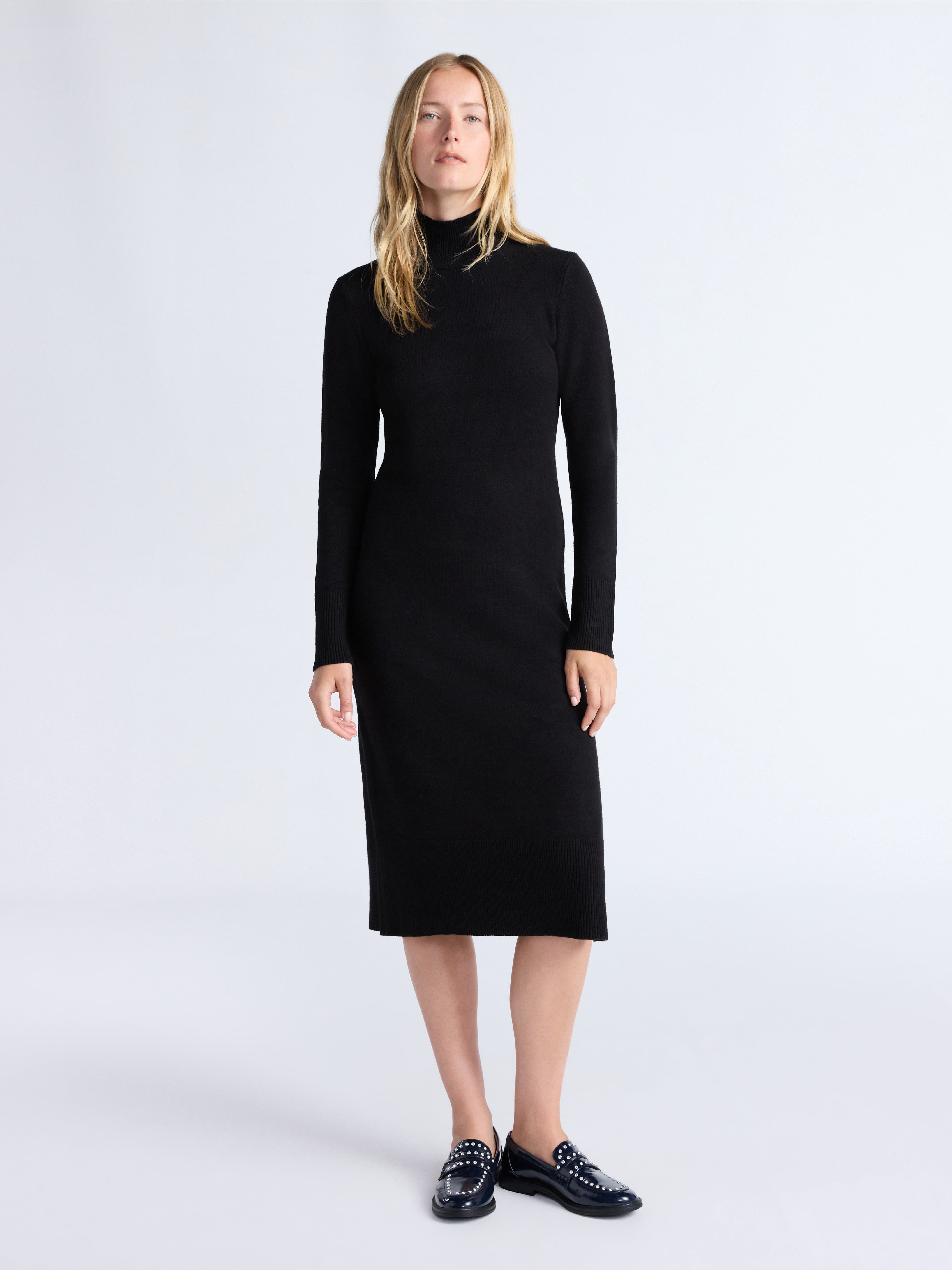 Free Assembly Women's Turtleneck Sweater Midi Dress with Long Sleeves, Sizes XS-XXL
