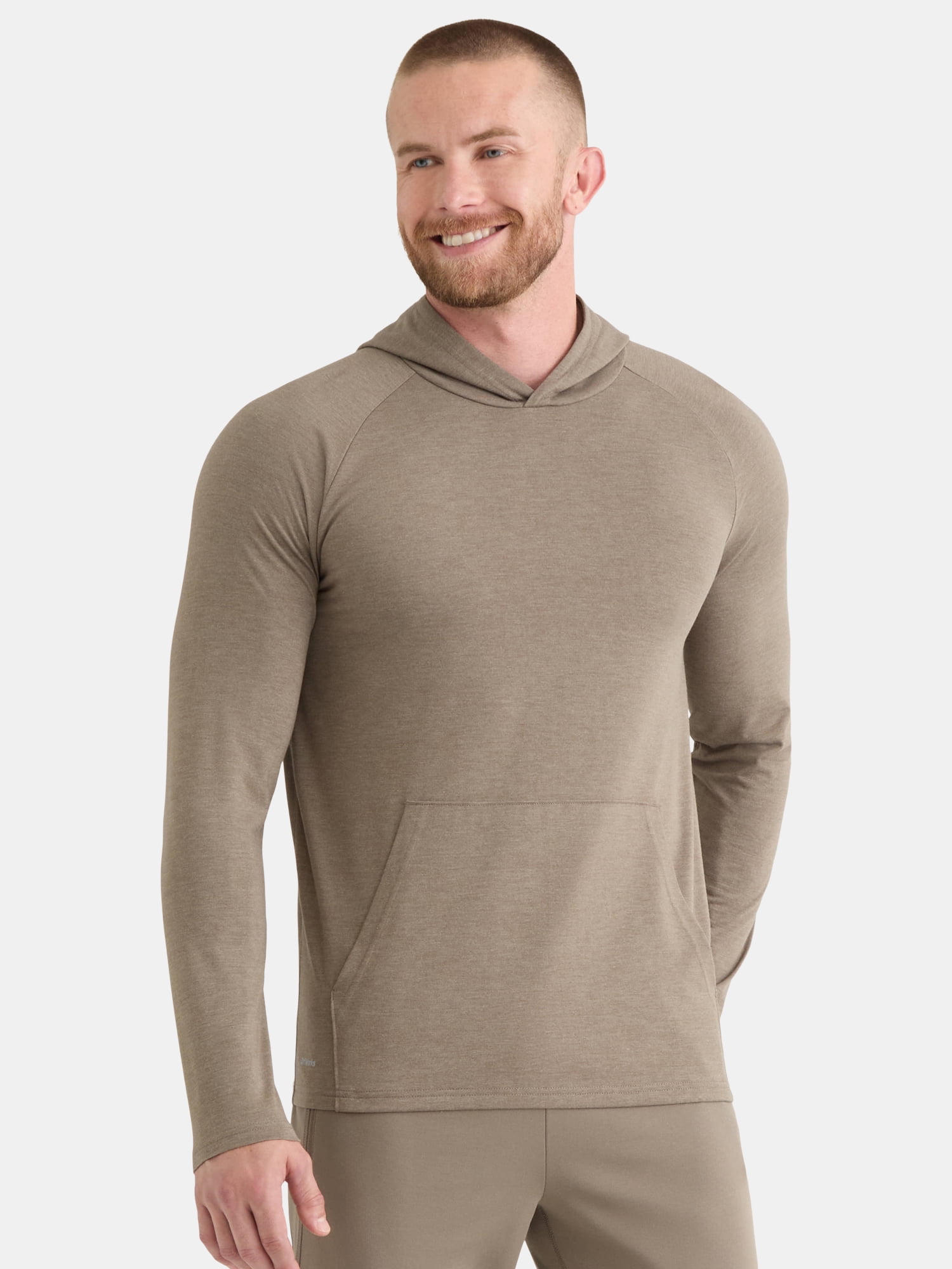Athletic Works Men's Tri Blend Long Sleeve T-Shirt Hoodie, Sizes S-3XL