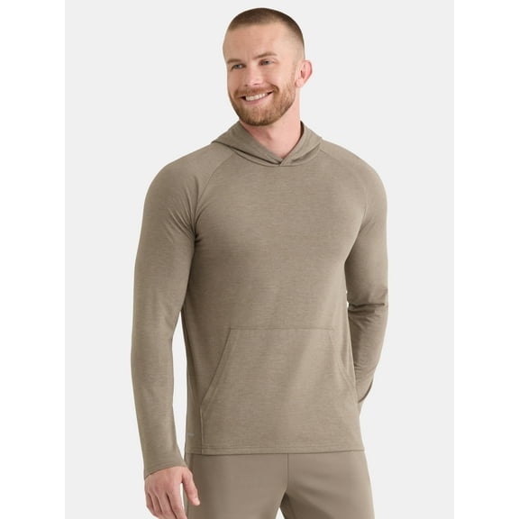 Athletic Works Men's Tri Blend Long Sleeve T-Shirt Hoodie, Sizes S-3XL