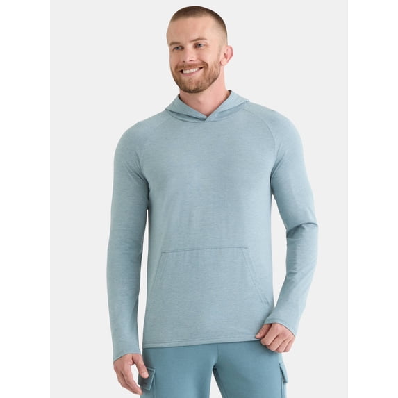 Athletic Works Men's Tri Blend Long Sleeve T-Shirt Hoodie, Sizes S-3XL