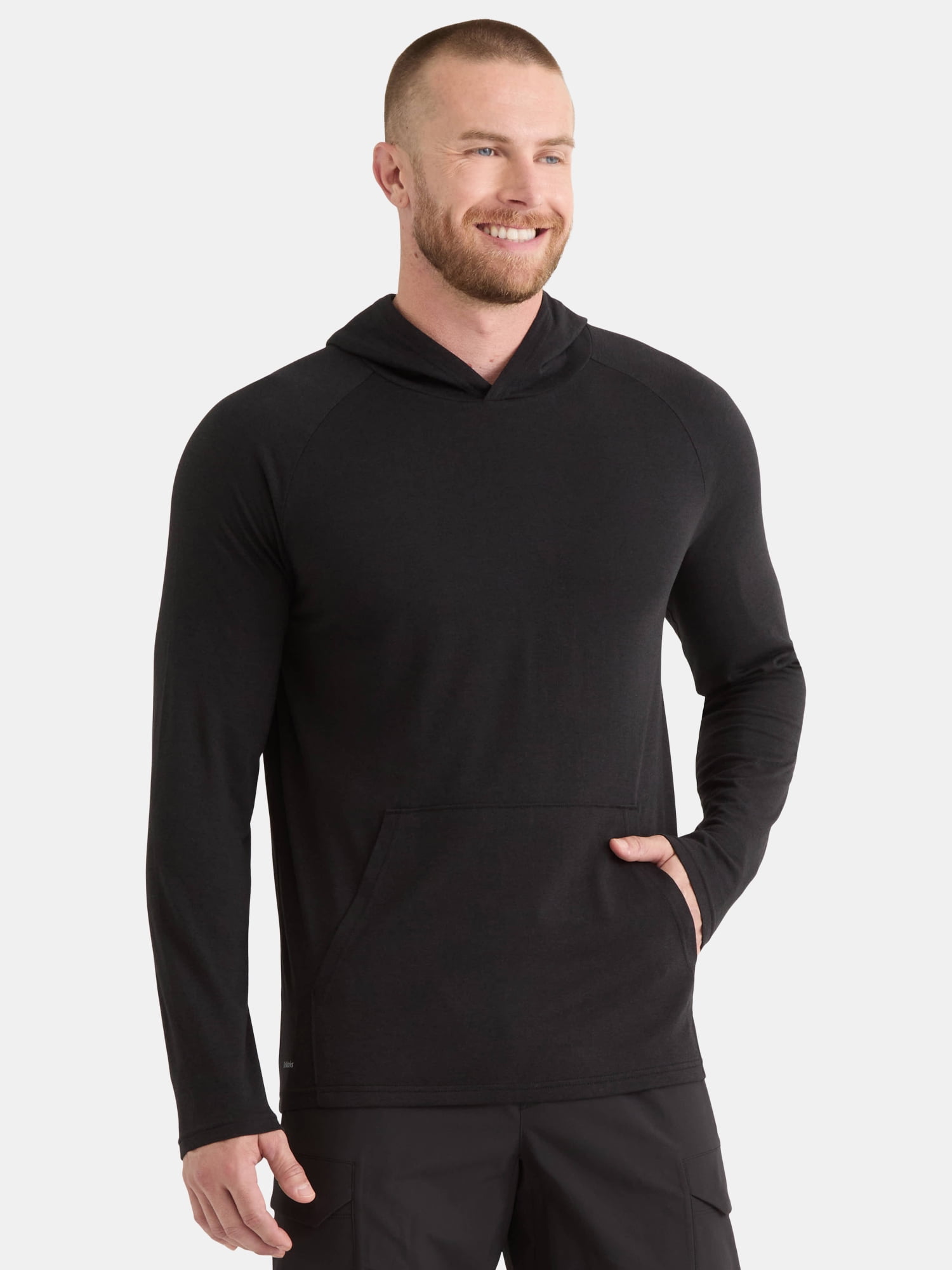 Athletic Works Men's Tri Blend Long Sleeve T-Shirt Hoodie, Sizes S-3XL