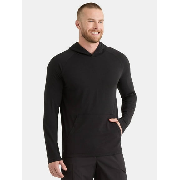 Athletic Works Men's Tri Blend Long Sleeve T-Shirt Hoodie, Sizes S-3XL