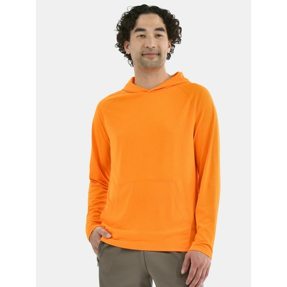 Athletic Works Men's Tri Blend Long Sleeve T-Shirt Hoodie, Sizes S-3XL