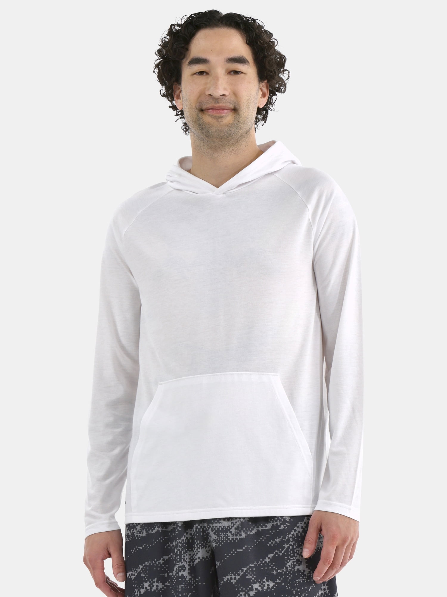 Athletic Works Men's Tri Blend Long Sleeve T-Shirt Hoodie, Sizes S-3XL
