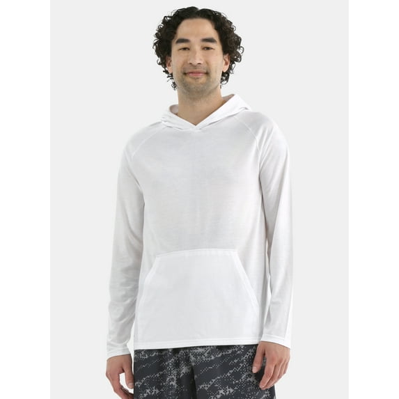 Athletic Works Men's Tri Blend Long Sleeve T-Shirt Hoodie, Sizes S-3XL