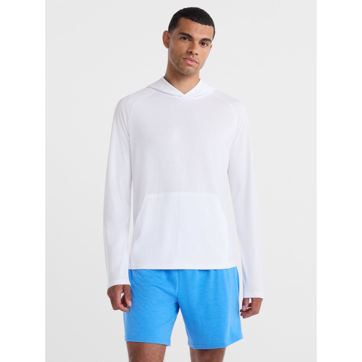 Men's Tri Blend Long Sleeve Tee Shirt with Hood, Sizes XS-4XLT