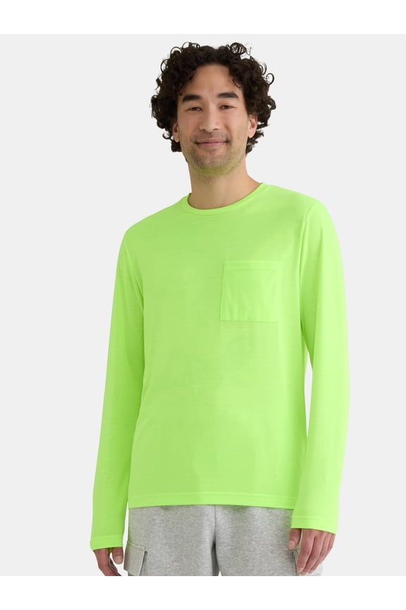 Men's and Big Men's Tri Blend Long Sleeve Pocket Tee, Sizes XS-5XL