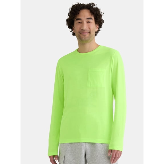 Athletic Works Tri Blend Long Sleeve Pocket Tee Shirt, Men's Sizes XS-4XLT