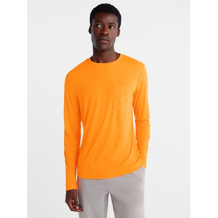 Athletic Works Men's Tri Blend Long Sleeve Pocket Tee Shirt, Sizes XS-4XLT