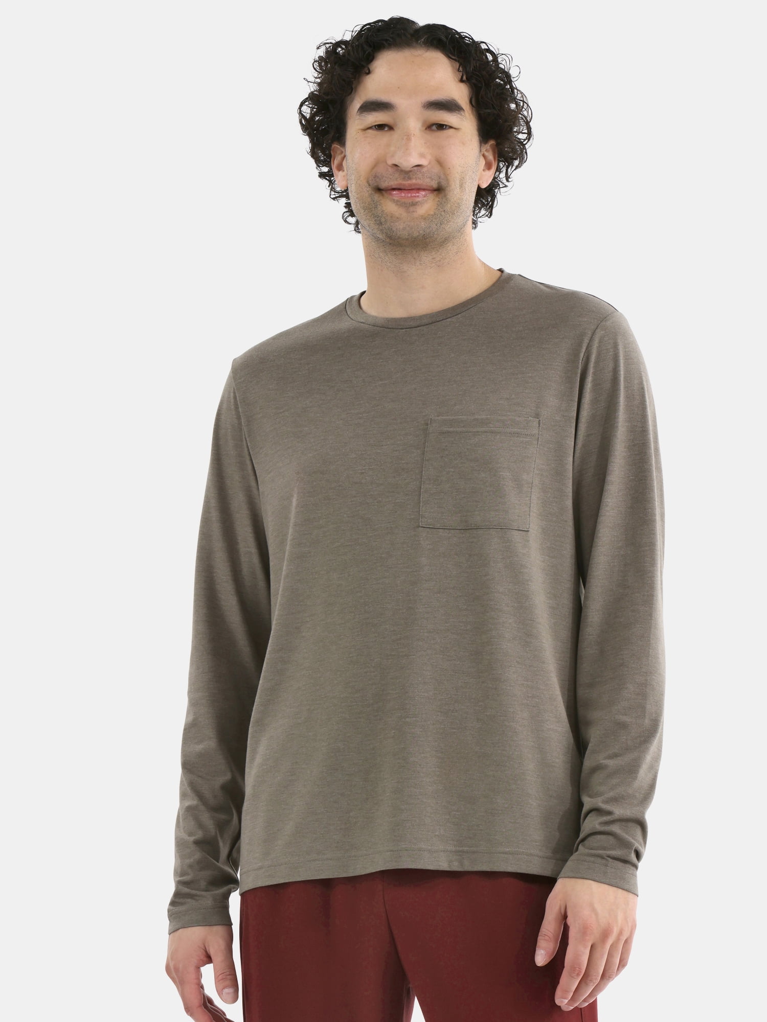Athletic Works Men's and Big Men's Tri Blend Long Sleeve Pocket Tee, Sizes XS-5XL