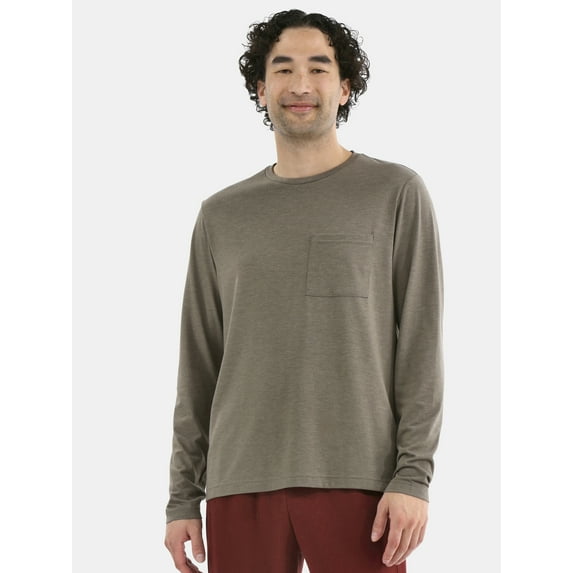Athletic Works Men's and Big Men's Tri Blend Long Sleeve Pocket Tee, Sizes XS-5XL
