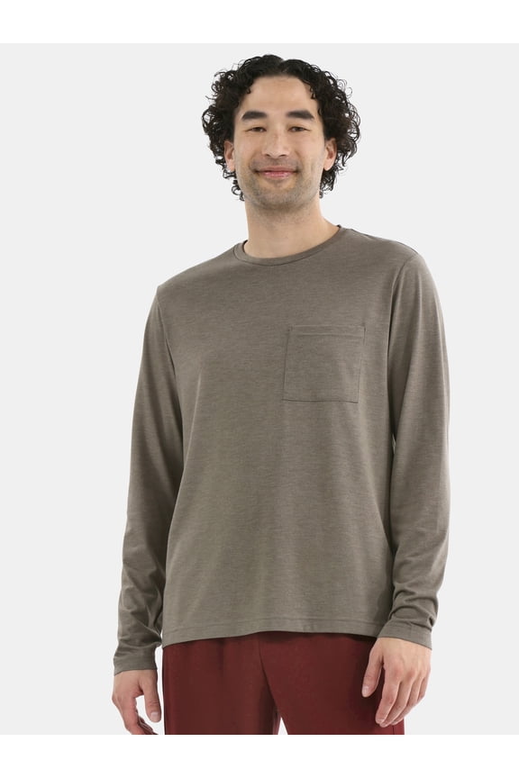 Men's and Big Men's Tri Blend Long Sleeve Pocket Tee, Sizes XS-5XL