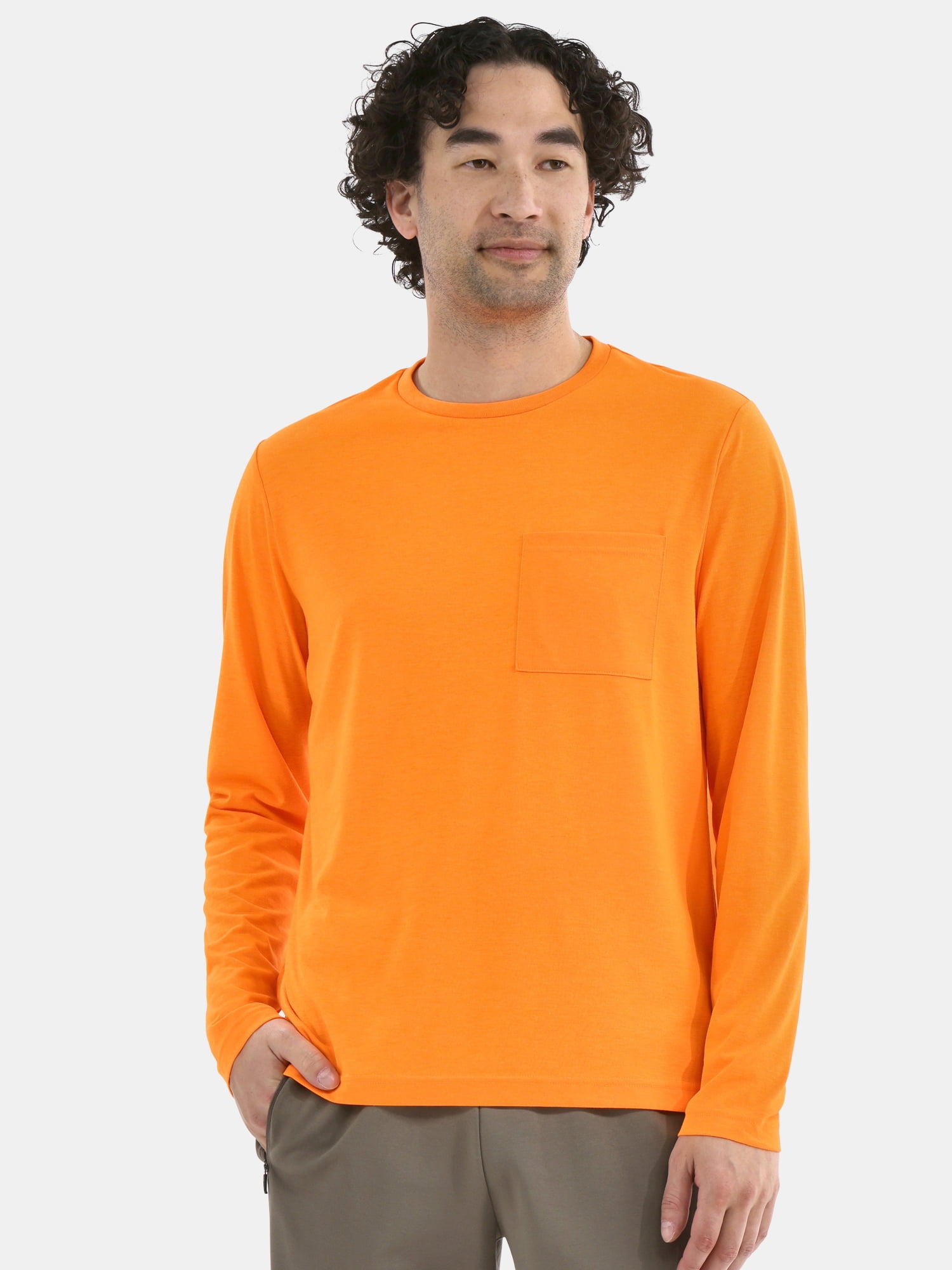 Athletic Works Men's and Big Men's Tri Blend Long Sleeve Pocket Tee, Sizes XS-5XL
