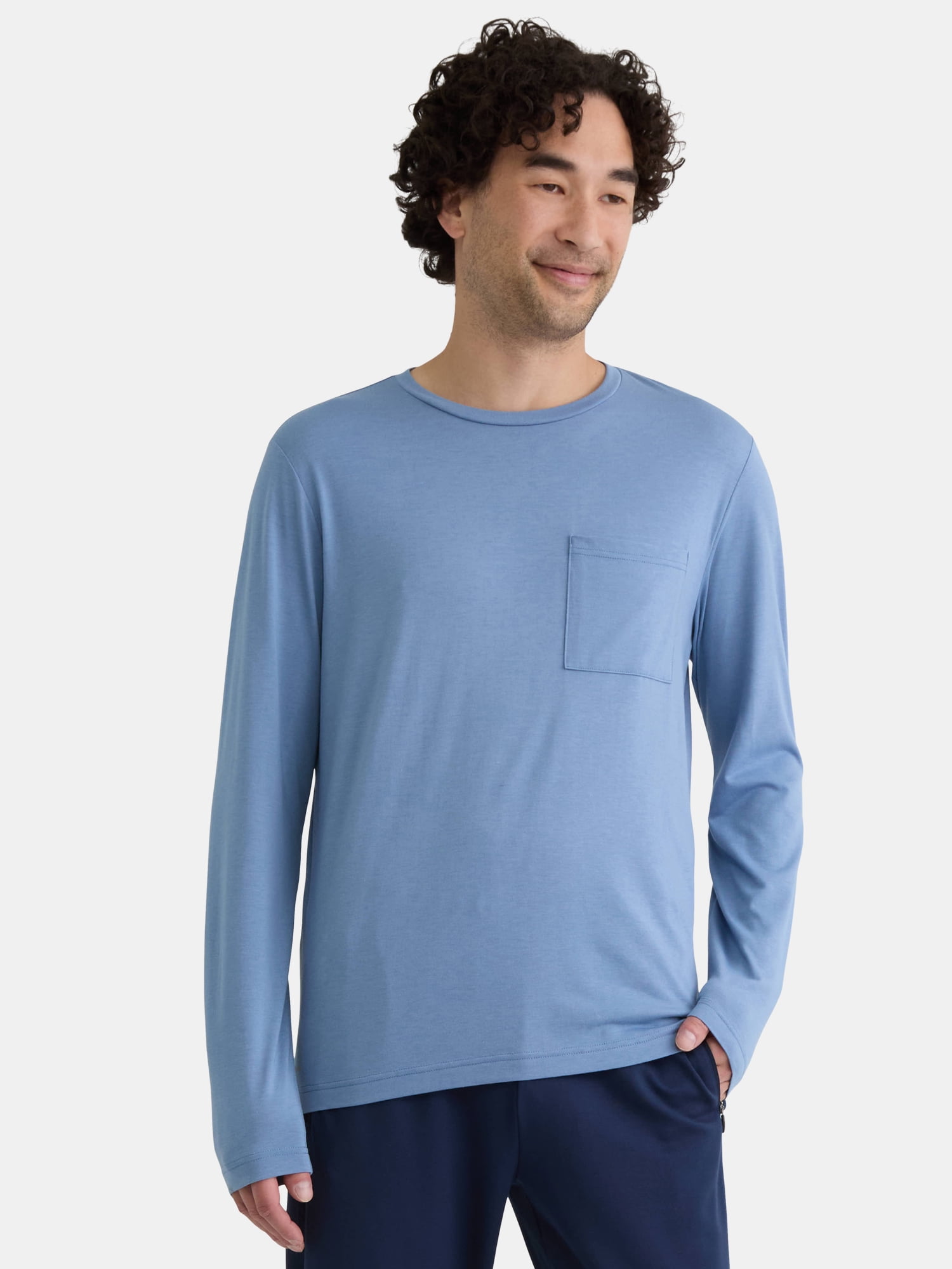 Athletic Works Men's and Big Men's Tri Blend Long Sleeve Pocket Tee, Sizes XS-5XL