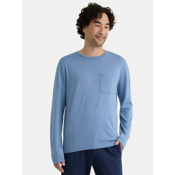Athletic Works Men's and Big Men's Tri Blend Long Sleeve Pocket Tee, Sizes XS-5XL