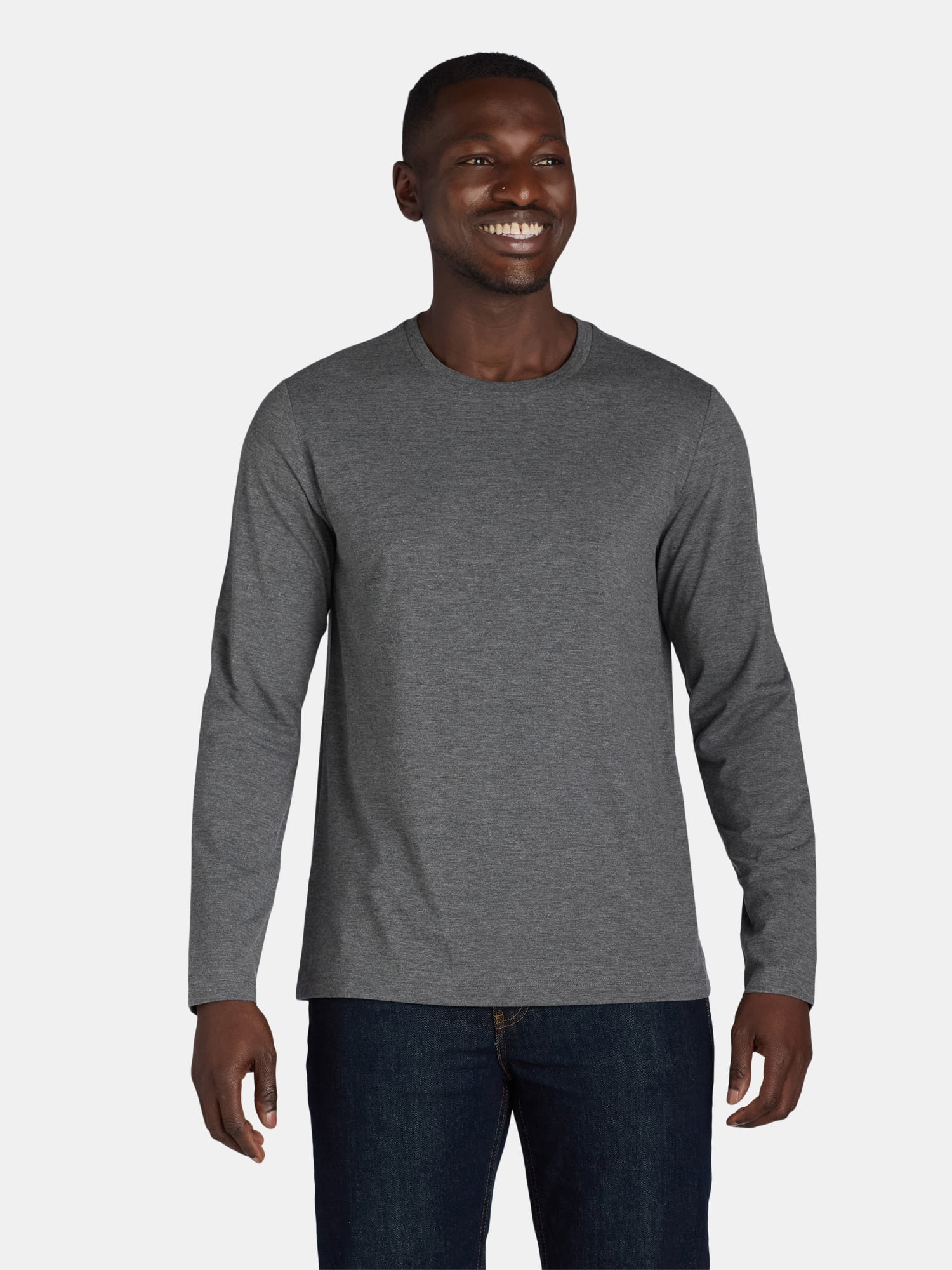 Athletic Works Men's and Big & Tall Men's Tri-Blend Tee with Long Sleeves, Sizes XS-4XLT