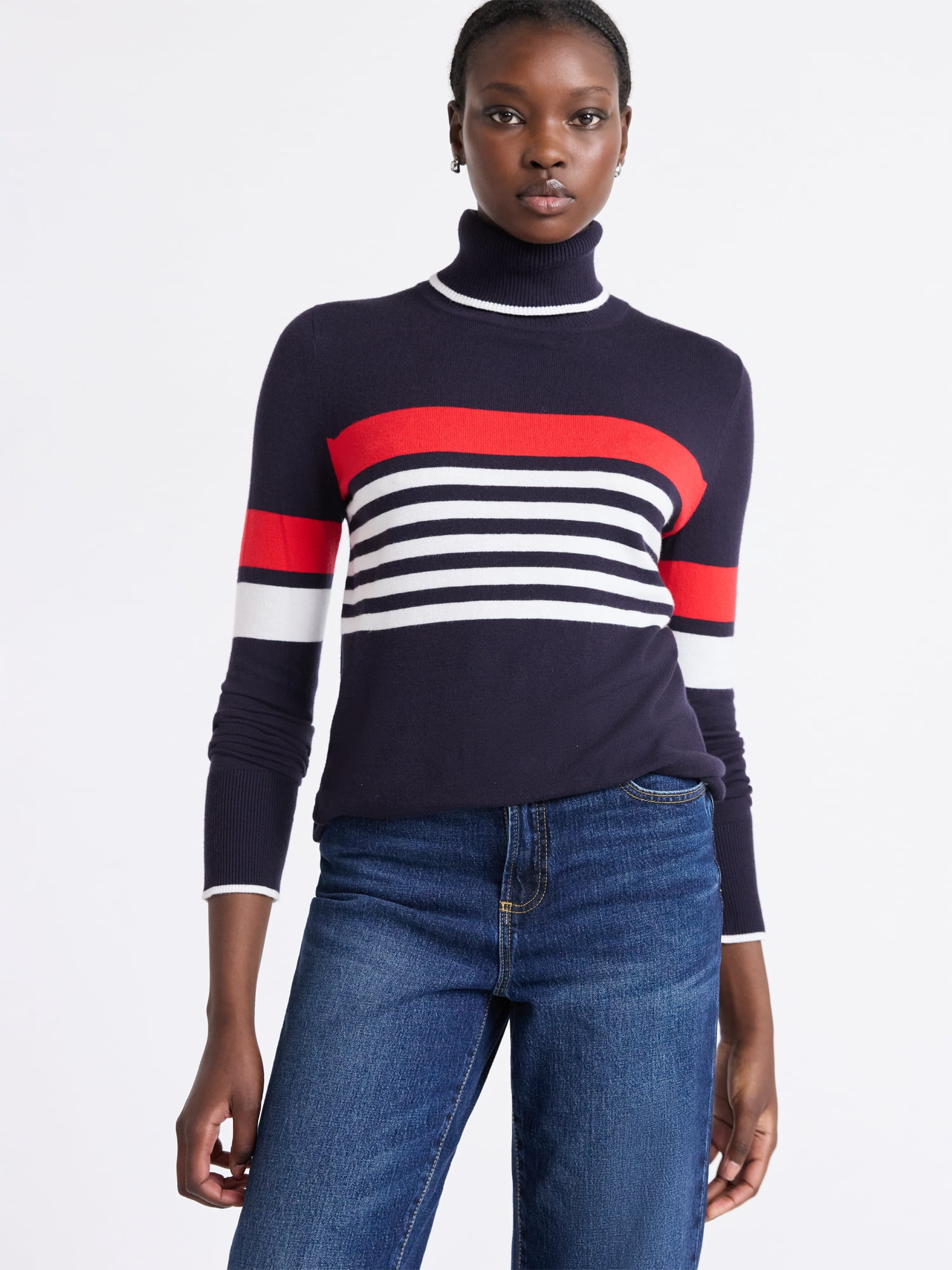 Free Assembly Women's Cozy Yarn Turtleneck Sweater with Long Sleeves, Sizes XS-XXL