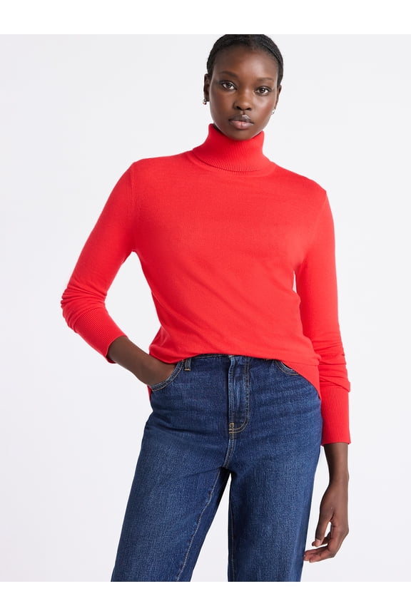 Women's Cozy Yarn Turtleneck Sweater with Long Sleeves, Sizes XS-XXL