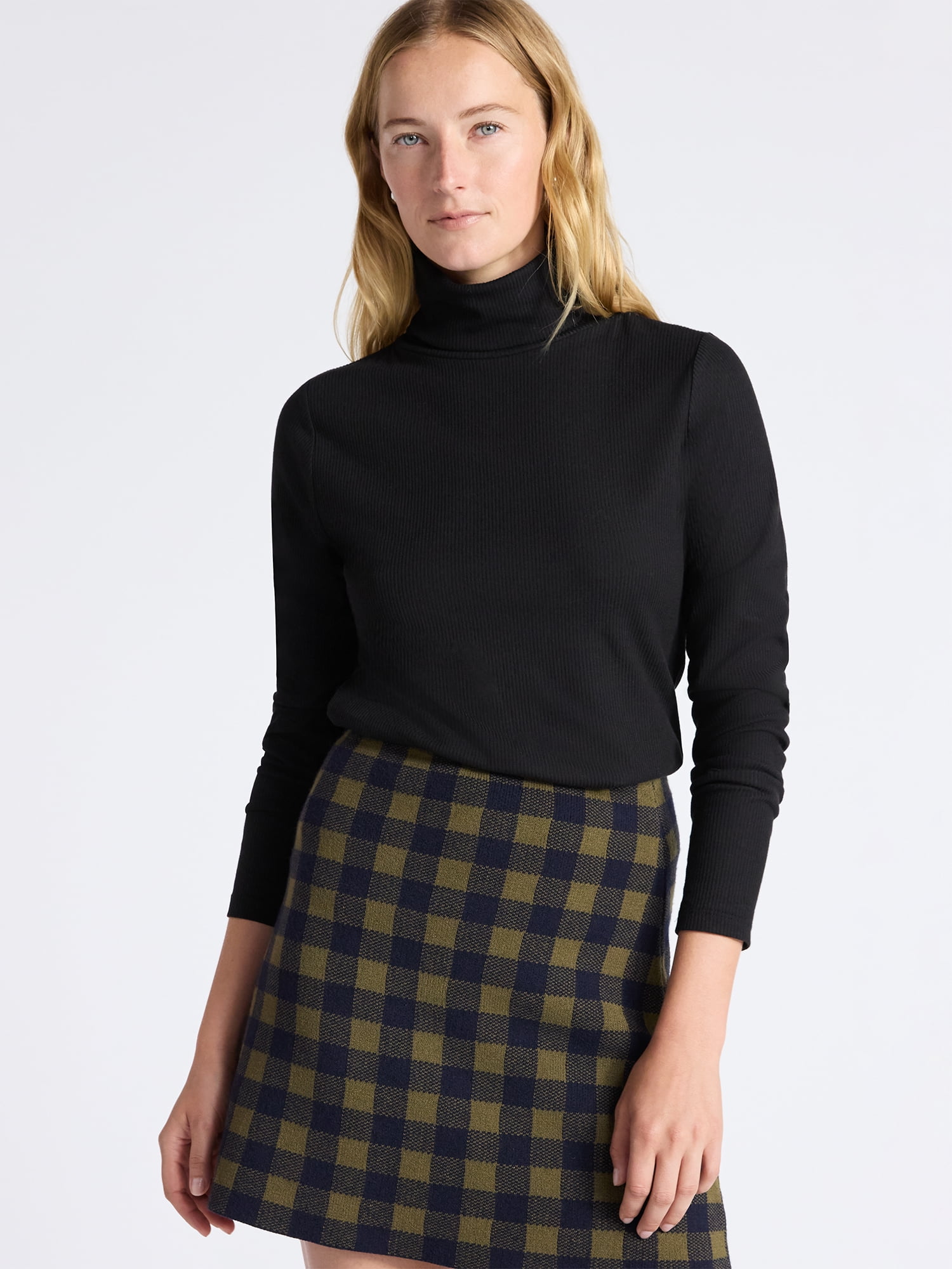 Women's Ribbed Turtleneck Tee, Sizes XS-XXL