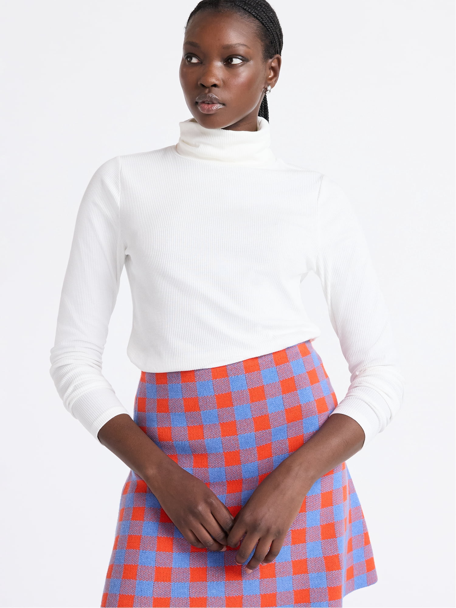 Free Assembly Women's Ribbed Turtleneck Tee, Sizes XS-XXL