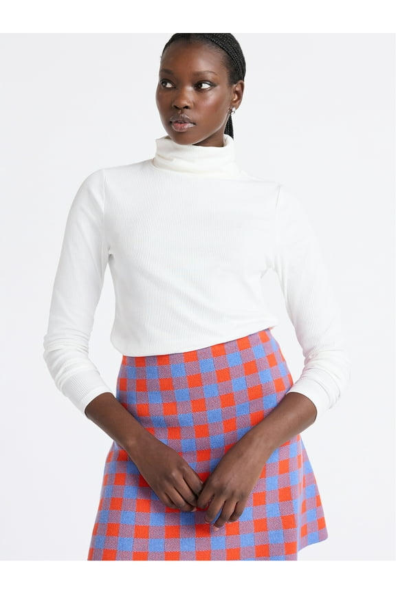 Women's Ribbed Turtleneck Tee, Sizes XS-XXL