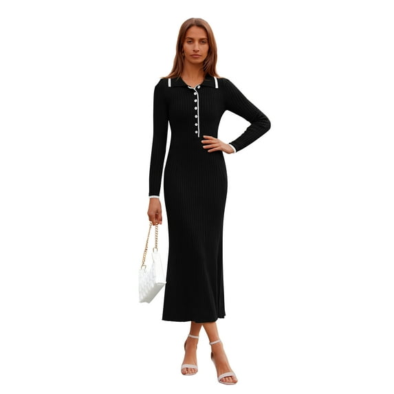 PRETTYGARDEN Women's Long Sleeve V-neck Dress, Sizes S-XXL