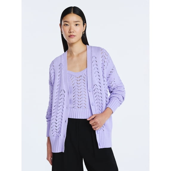 Scoop Women’s V Neck Sweater Cardigan, Midweight, Sizes XS-4X