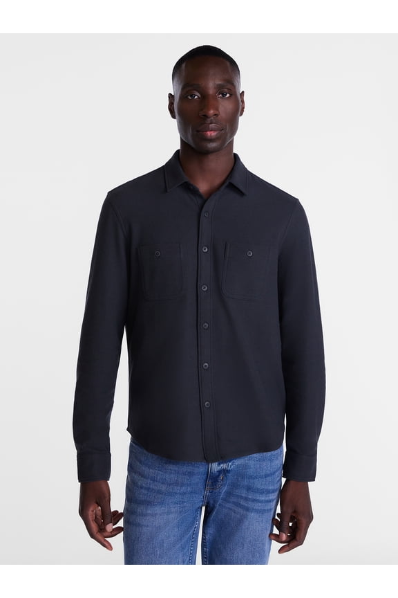 Men's Waffle Knit Shirt with Long Sleeves, Sizes S-5XB