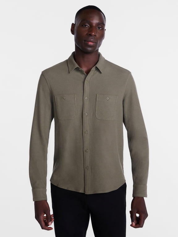 Men's Waffle Knit Shirt with Long Sleeves, Sizes S-5XB