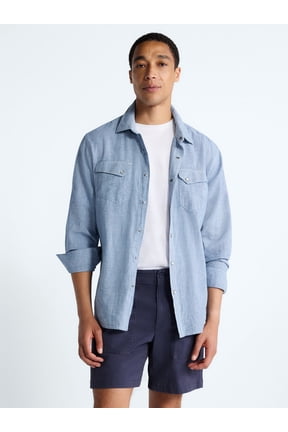 Men's Linen Blend Western Shirt, Sizes S-3XL
