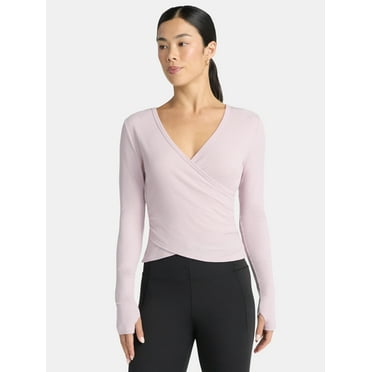 Avia Women's Reversible Wrap Top with Long Sleeves, Sizes XS-XXXL
