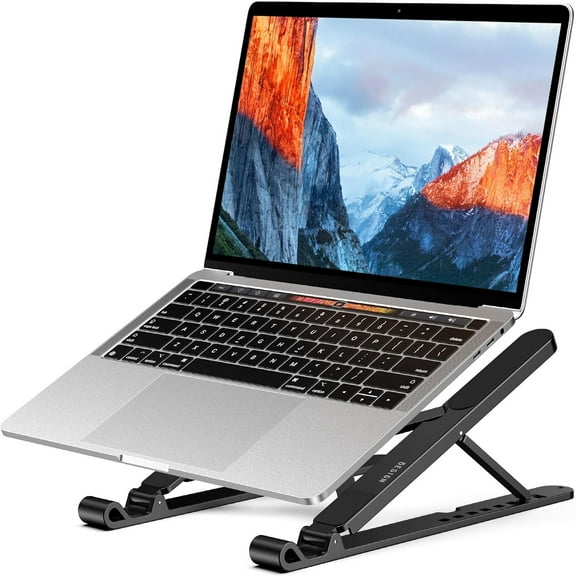 LS01 Pro Ergonomic Laptop Stand, Plastic Riser, Portable and Adjustable Notebook Computer Holder Compatible with 10-14" Laptops (Black)