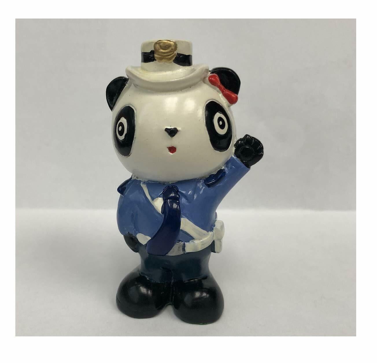 LS02721 Ceramic Colorful Painting by Handcraft Panda Traffic Police Woman