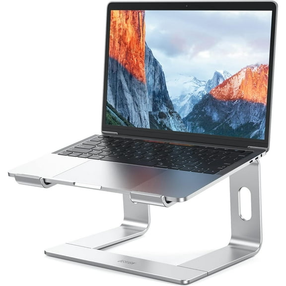LS03 Aluminum Laptop Stand, Ergonomic Detachable Computer Stand, Notebook Riser, Laptop Mount Compatible with Air, Pro, Dell, HP, Lenovo More 10-15.6" Laptops, Silver