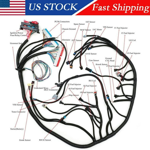 LS1 4L60E Stand Alone Harness Fit LS SWAP 4.8 5.3 6.0 97-06 Drive by Cable DBC