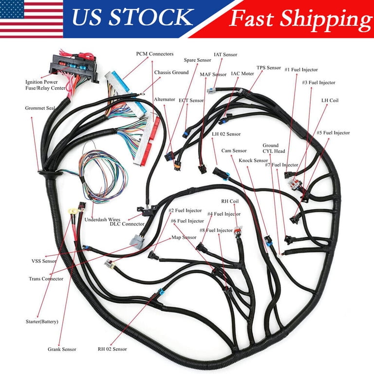 SPARKWHIZ Stand Alone Wiring Harness LS1-4L60E – For LS Swaps DBC 4.8/5.3/6.0 1997-2006, Lifetime Warranty