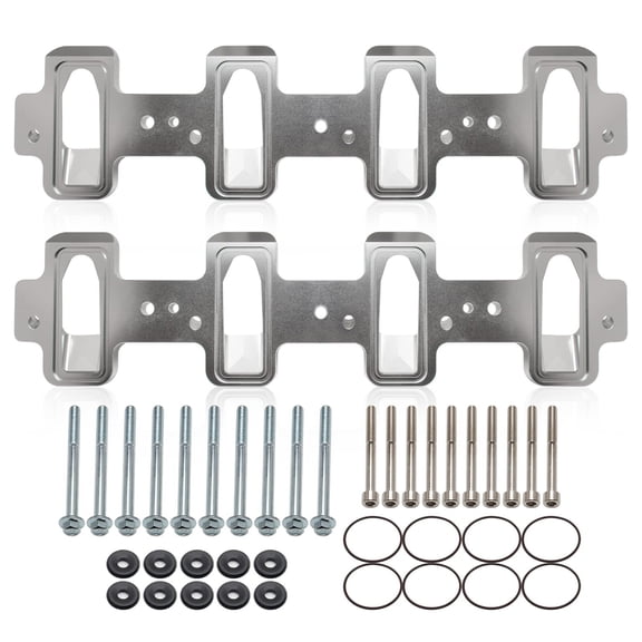 LS1 Cathedral Port Cylinder Head to LS3 LSA ZL1 CTS-V Billet Rectangle Intake Manifold Adapter Plates - Silver