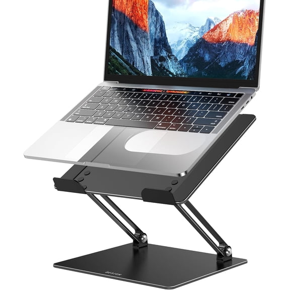 LS10 Laptop Stand for Desk, Ergonomic Adjustable Notebook Tablet Stand, Foldable Laptop Riser, Portable Desktop Book Stands, Computer Holder Compatible with 10-14" Laptops, Black
