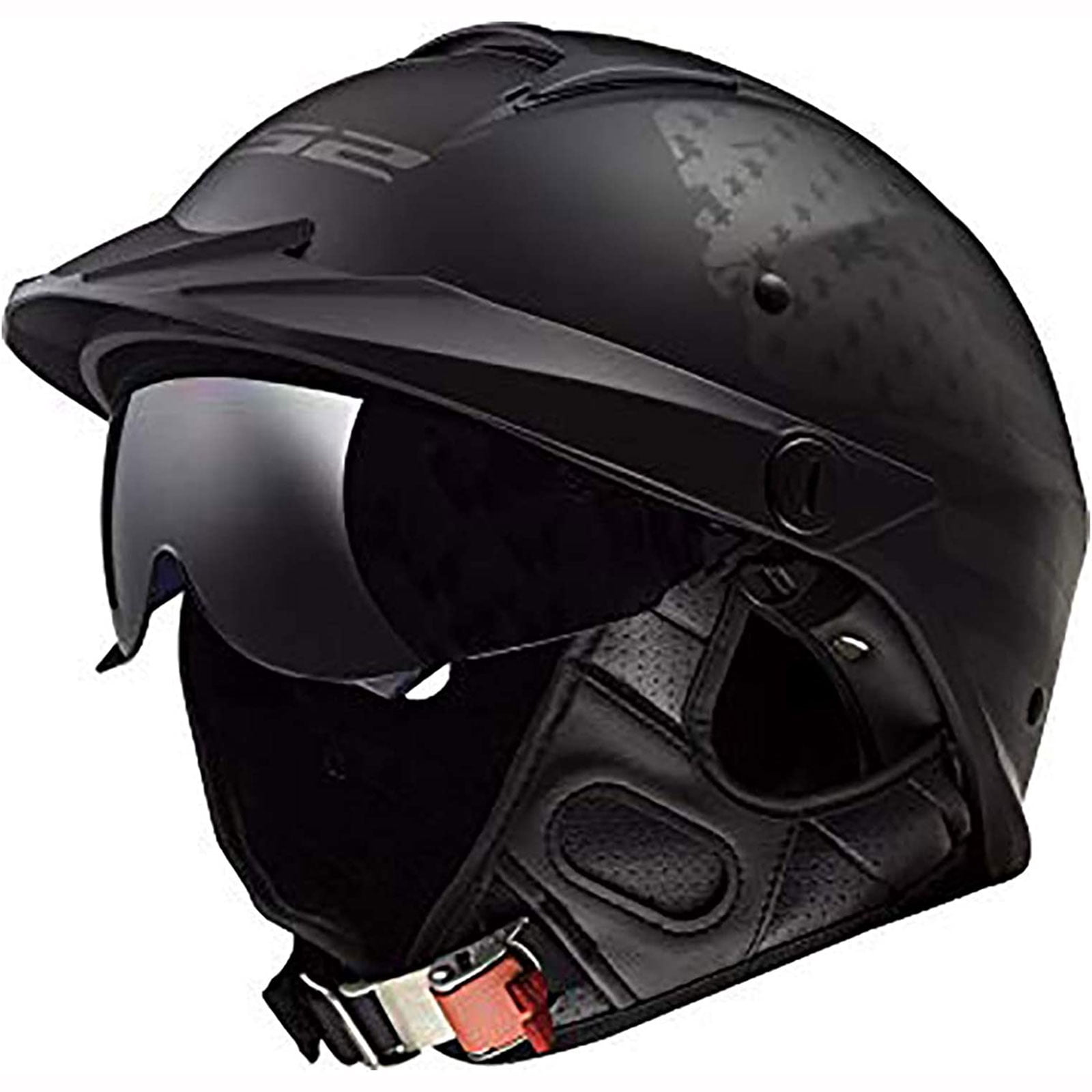 LS2 Helmets Rebellion 1812 Graphic Half Motorcycle Helmet with Sunshield (Matt Black, Small)