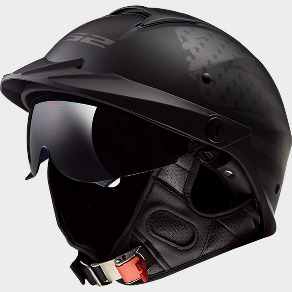 LS2 Helmets Rebellion 1812 Graphic Half Motorcycle Helmet with Sunshield (Matt Black, X-Small)