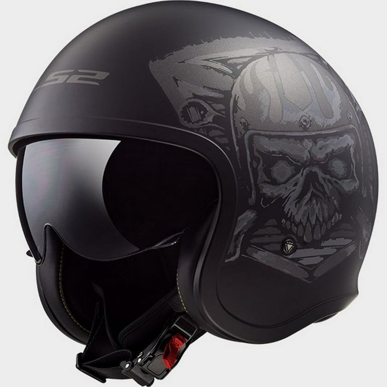LS2 Helmets Spitfire Skull Rider Graphic Motorcycle Helmet Open