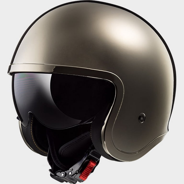 ls2 chrome helmet LS2 Helmets Spitfire Solid Motorcycle Helmet Open Face helmet with  sunshield (Black Chrome, Small)
