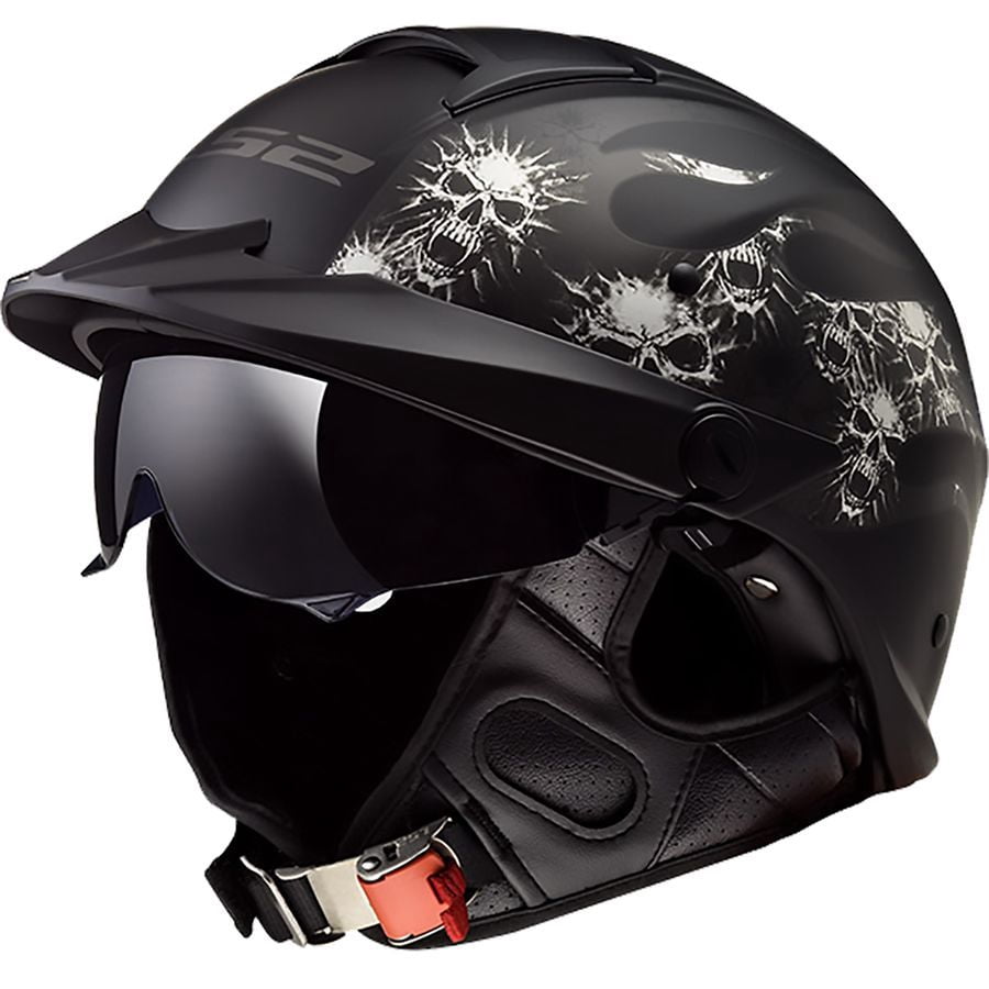 ls2 half helmets flag Rebellion Motorcycle Helmet (1812 Black Intermediate Oval LS2 Helmets Rebellion 1812 American